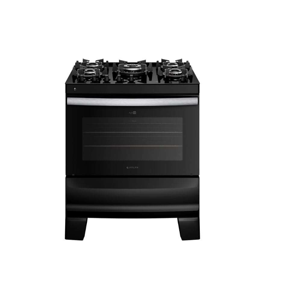 Fogão de Piso Atlas 5 Bocas com Mesa de Vidro Agile Up Glass Preto – Bivolt
