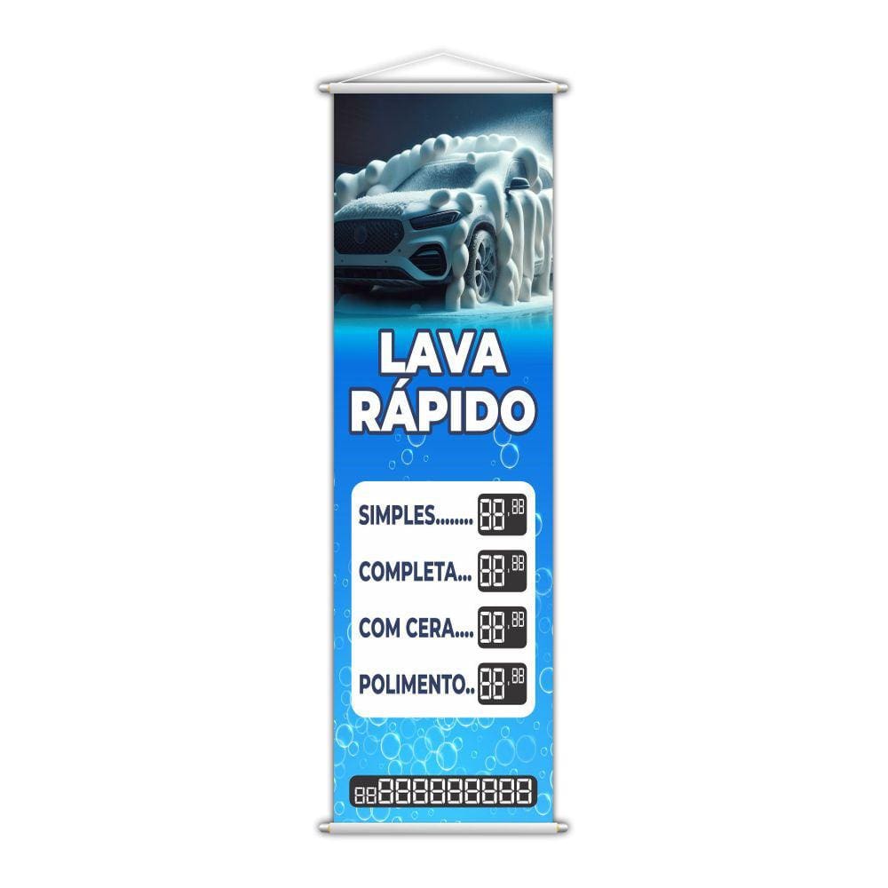 Banner Lava Rápido Automóvel Carro Contato 100X30Cm