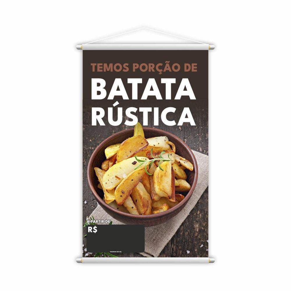 Banner Temos Porções Batata Rustica Lanches Lona 60X40Cm