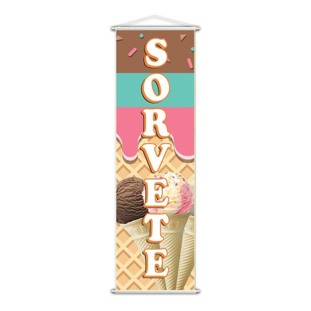 Banner Sorvete Tradicional Sorveteria Casquinha 100X30Cm
