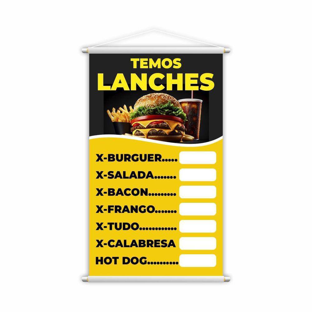 Banner Temos Lanches Xis Hamburguer Comida Preço 60X40Cm