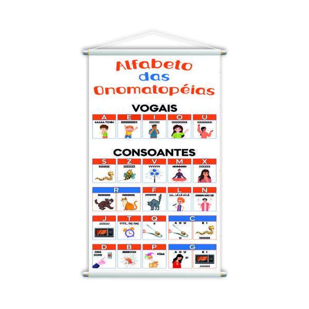 Alfabeto Das Onomatopéias Banner Escolar Pedagógico 80X50Cm