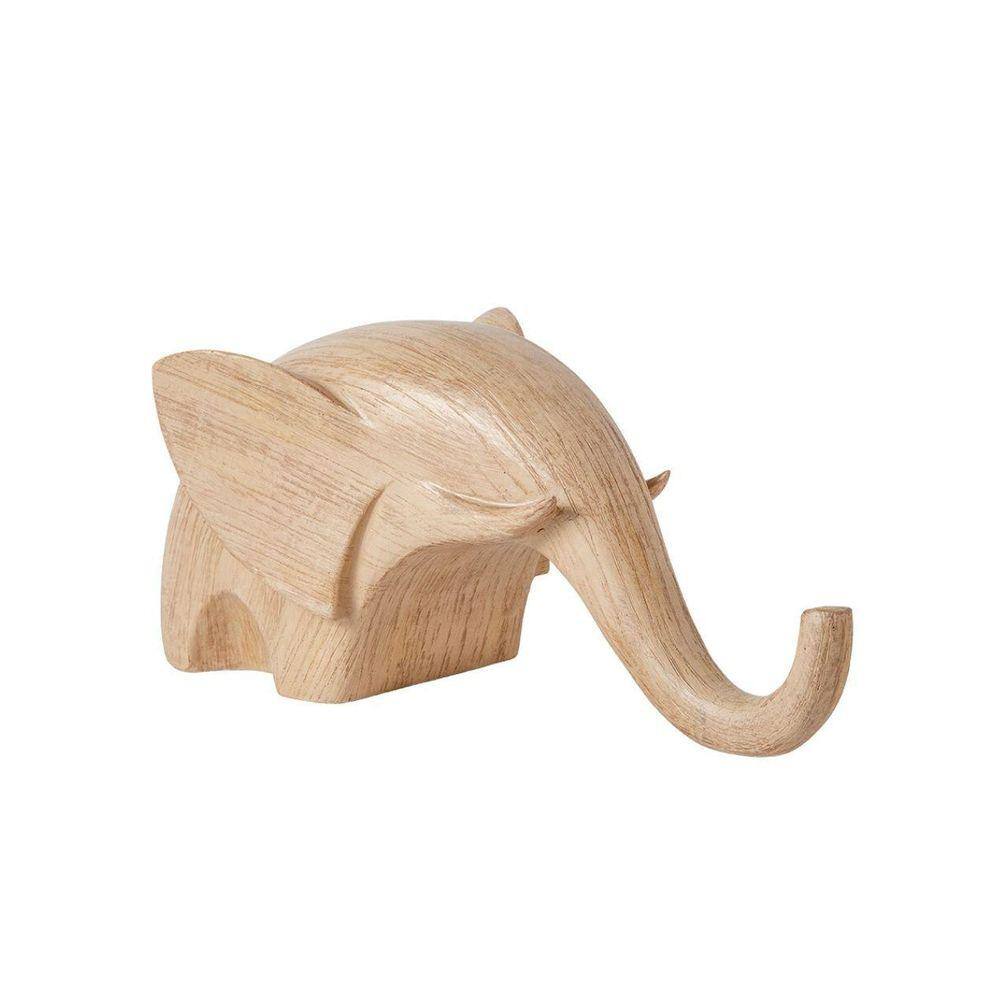 Escultura Elefante Em Poliresina Bege Grande