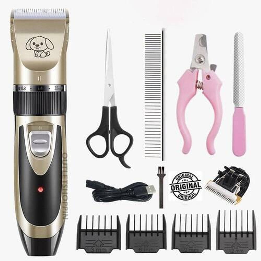 Kit Máquina de Tosa 5 Itens Gato Cachorro Tosador Silenciosa