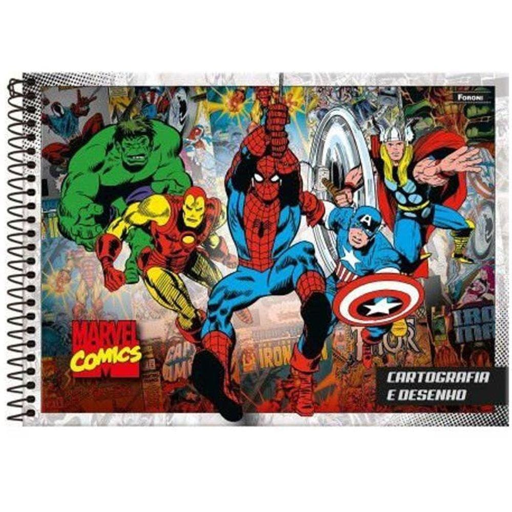Caderno De Cartografia E Desenho Marvel 80 Folhas - Foroni