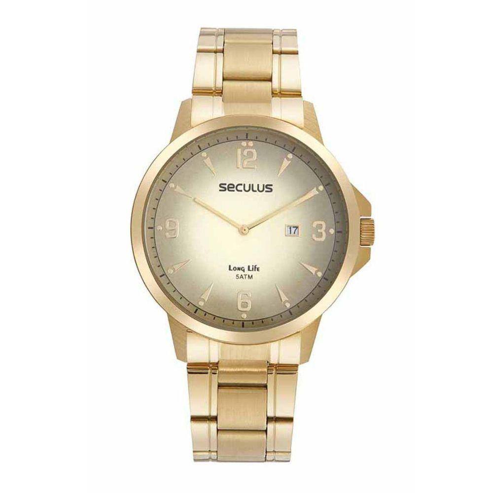 Relógio Seculus 44128GPSVDA3 Masculino Dourado 39mm