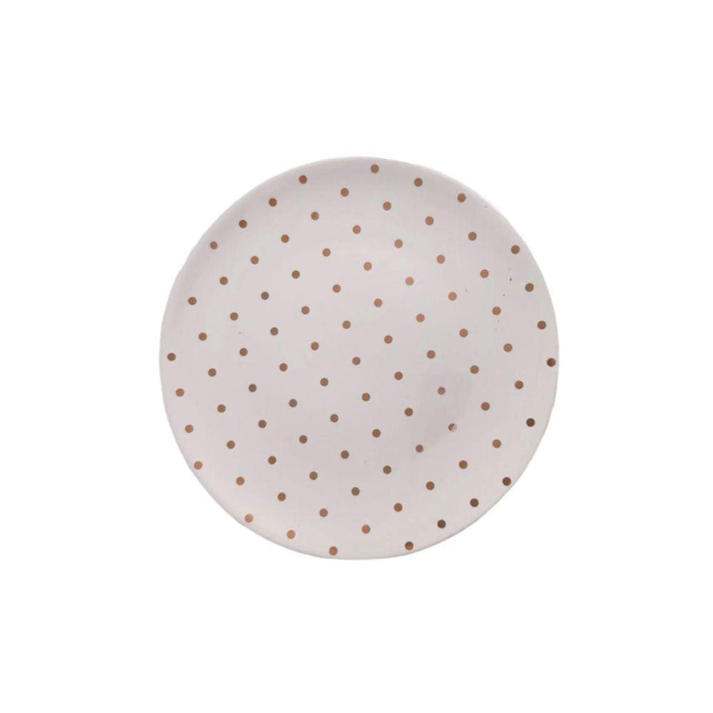 Prato Sobremesa Porcelana Wish Golden Poa Home Design - DEC03236