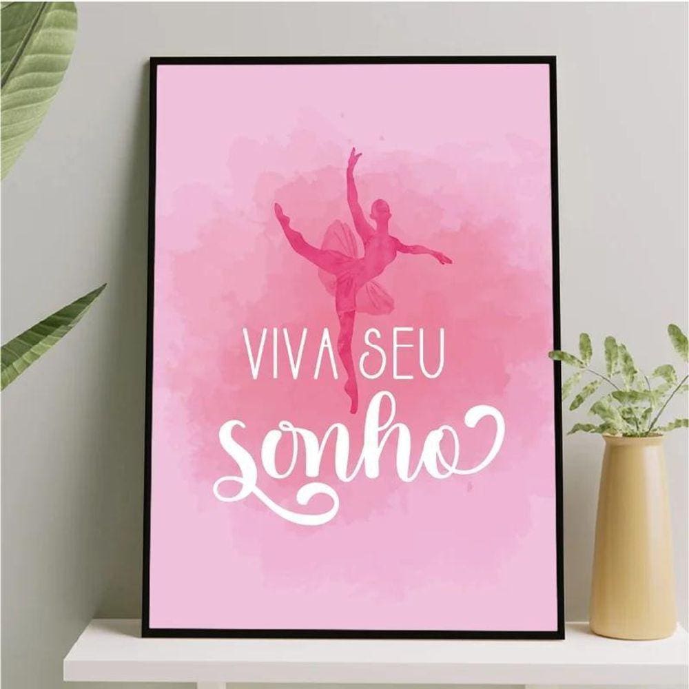 Quadro Bailarina Viva Seu Sonho 33X24Cm Branca