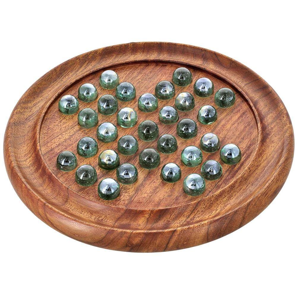 Jogo de tabuleiro clássico Solitaire Ajuny Indian Wooden 9 p