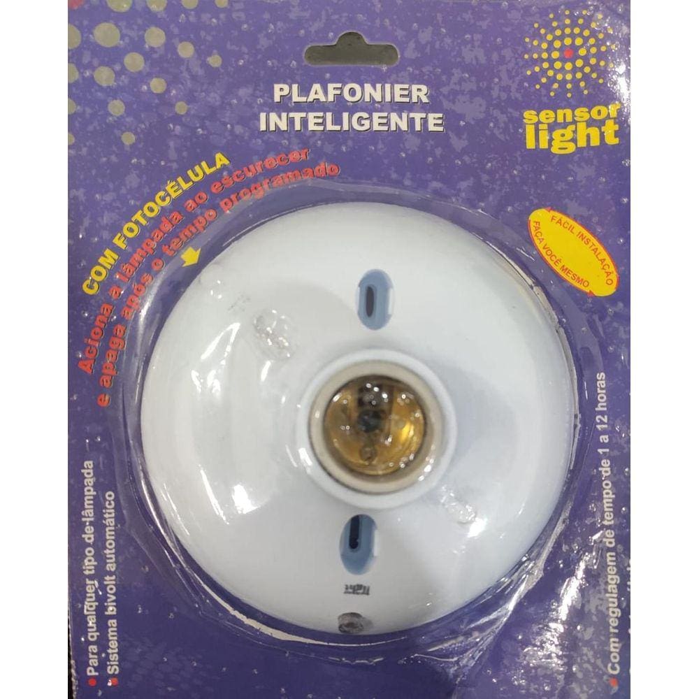 Plafon Lampada Com Sensor Fotocelula Temporizado Soquete E27
