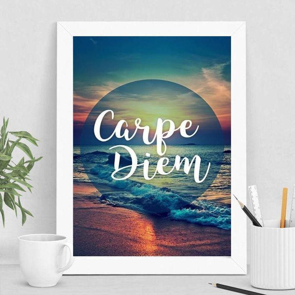Quadro Decorativo Praia Carpe Diem 45x34cm - Vidro
