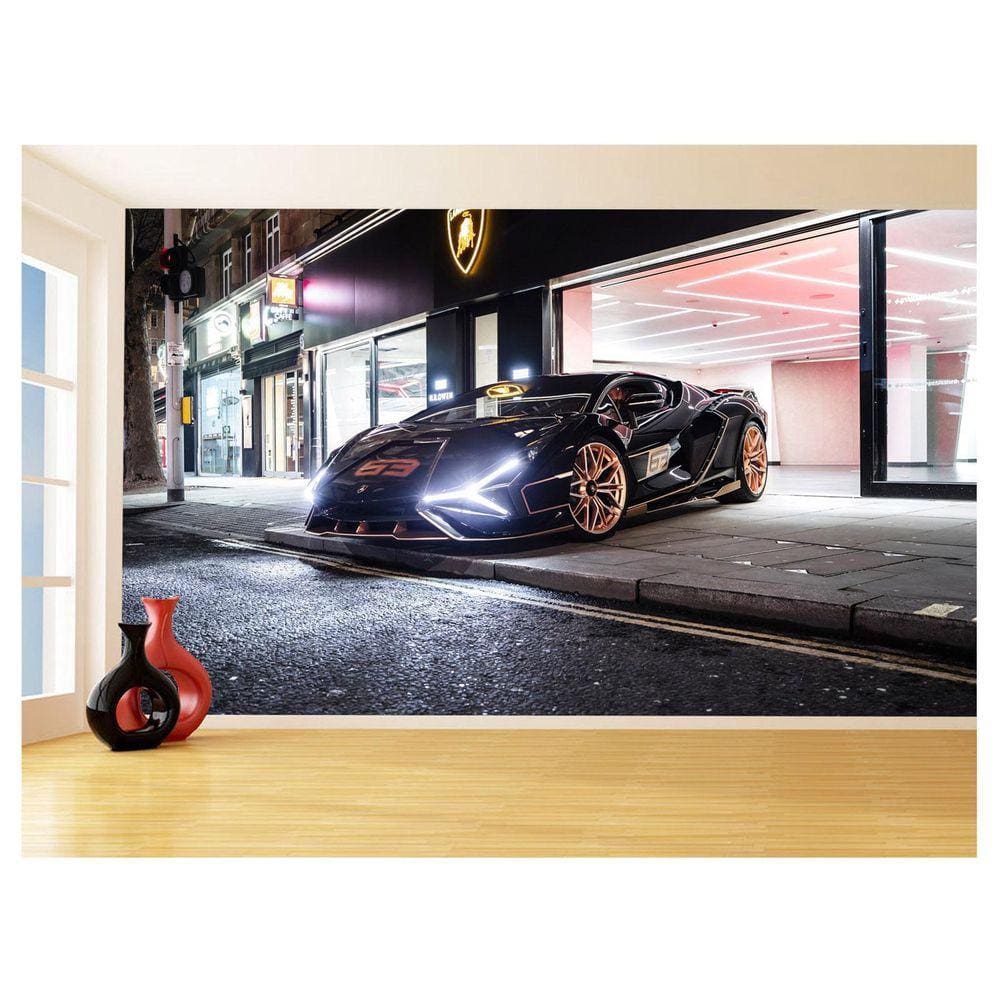 Papel De Parede 3D Carro Lamborghini V12 Sian 3,5M Car218