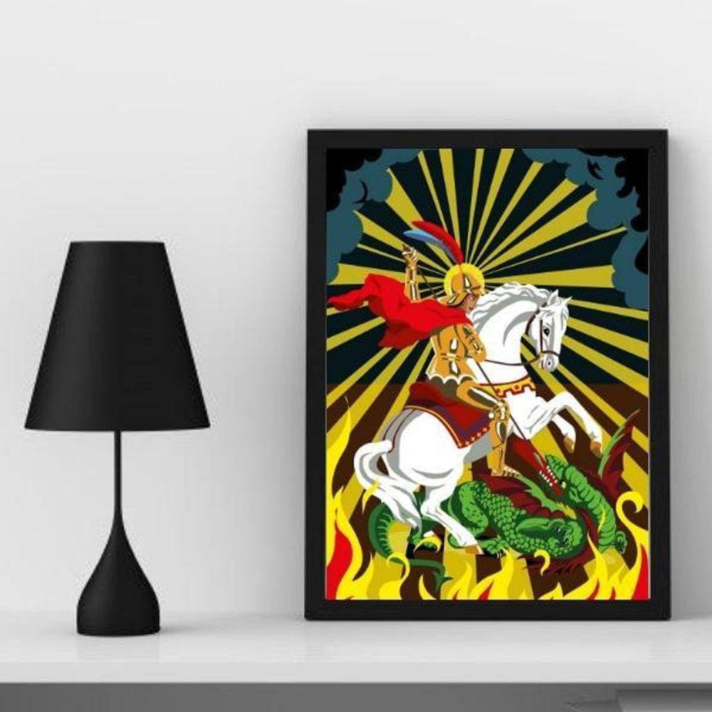 Quadro Decorativo São Jorge 45x34cm - Com Vidro