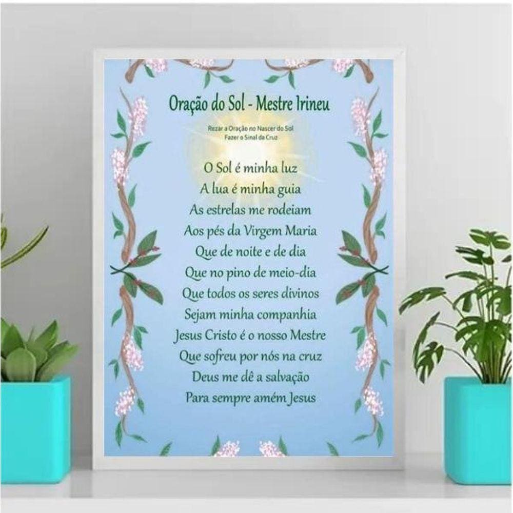 Quadro Decorativo Oração do Sol 33x24cm - Madeira Preta