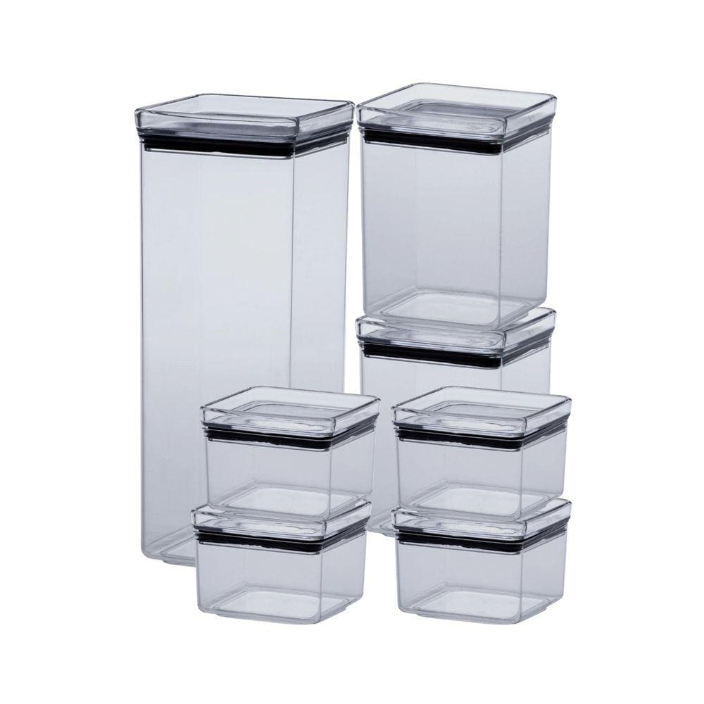 Kit 7 Potes Hérmeticos Multiuso Armazenamento De Alimentos Quadrado