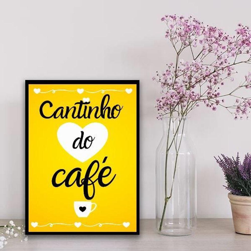 Quadro Cantinho Do Café Amarelo 45X34Cm Vidro Branca