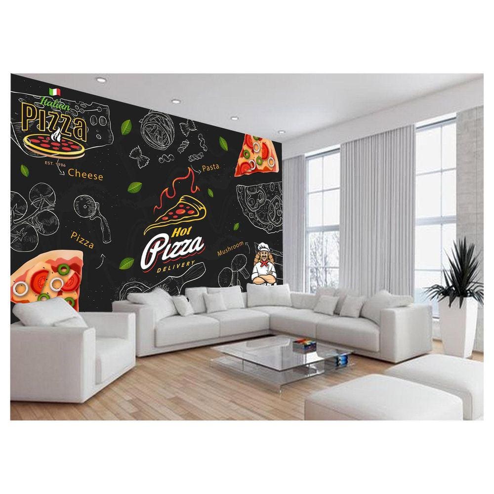 Papel De Parede Alimentos Cantinho Pizza Lousa 3,5M Al344