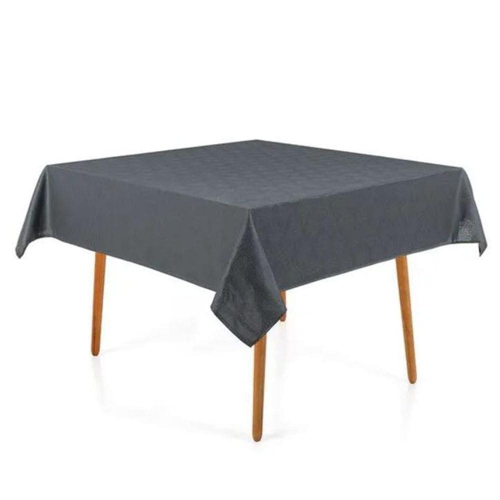 Toalha de Mesa Quadrada 8 Lugares Sempre Limpa Zattar Cinza