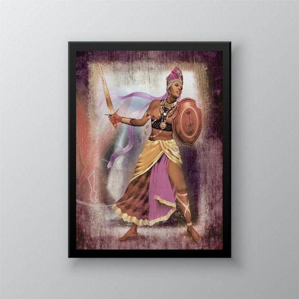 Quadro Decorativo Obá Orixá 45x34cm - Madeira Preta