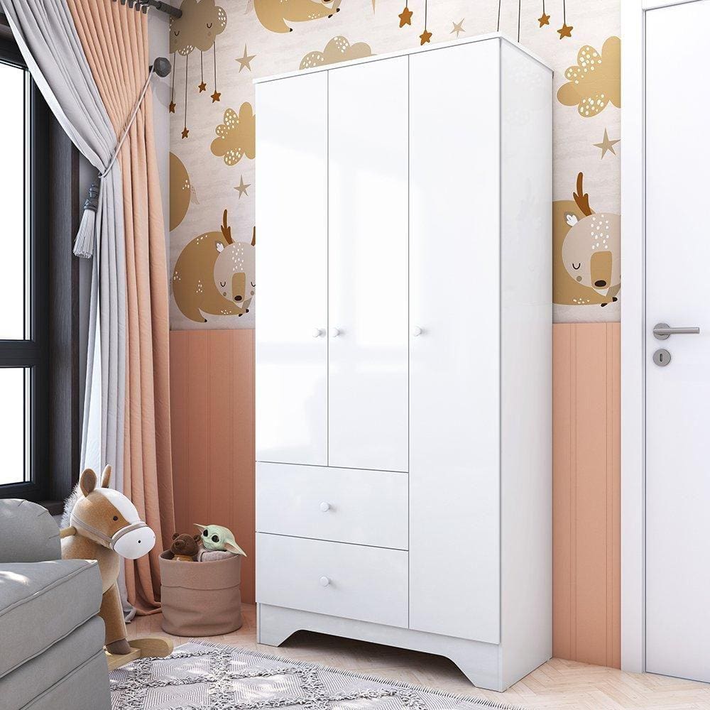 Guarda Roupa Infantil 3 Portas Cocada Branco