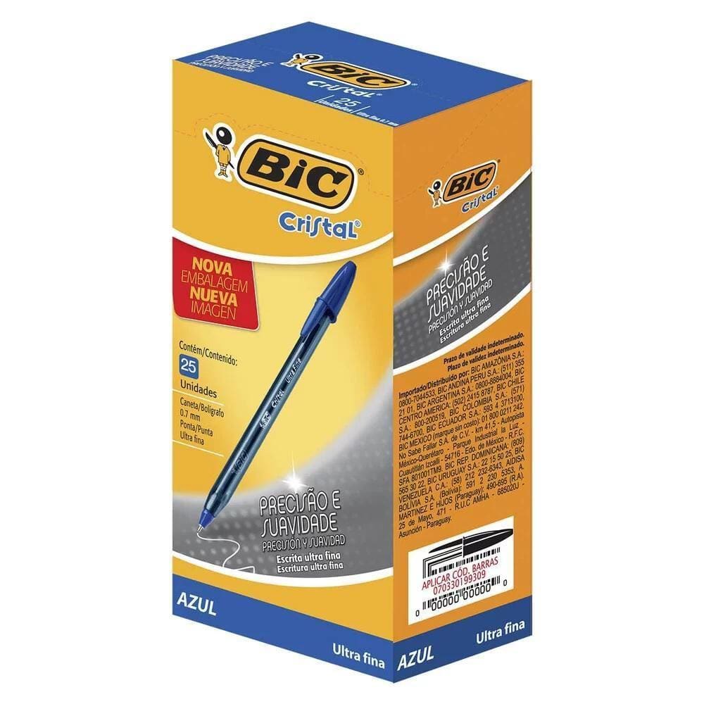 Caneta Esferográfica Bic Cristal Fina 0.7Mm C/25 Unidades