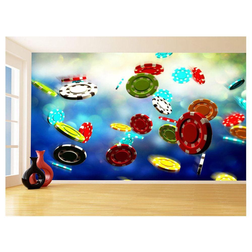 Papel De Parede Salão De Jogos Cassino Fichas 3,5M Jcs124