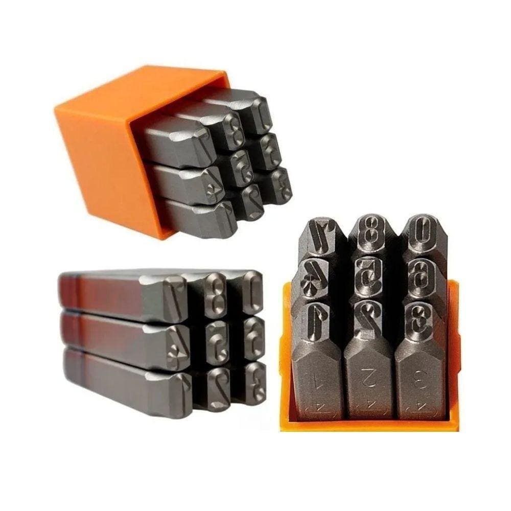 Jogo Marcador Punção Número Algarismo 9 Peças 10Mm