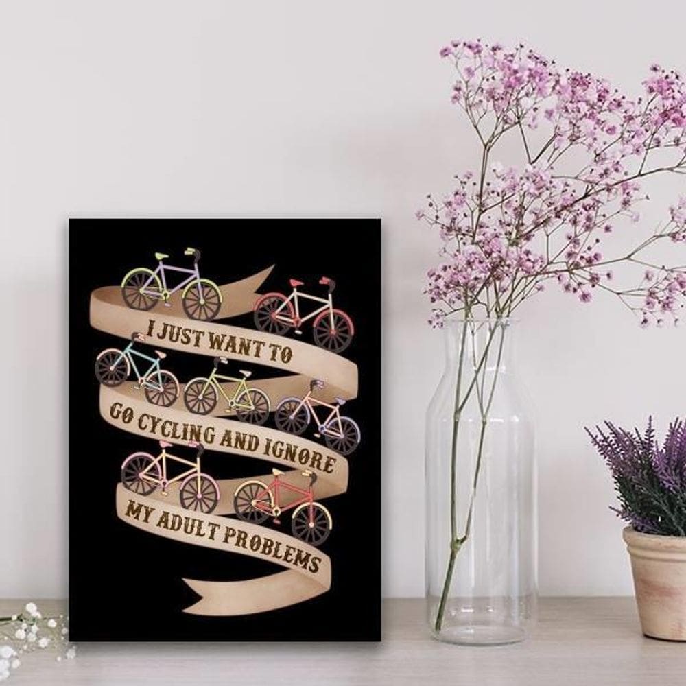 Quadro Pedalar Esquecer Os Problemas 24X18Cm Vidro Branca