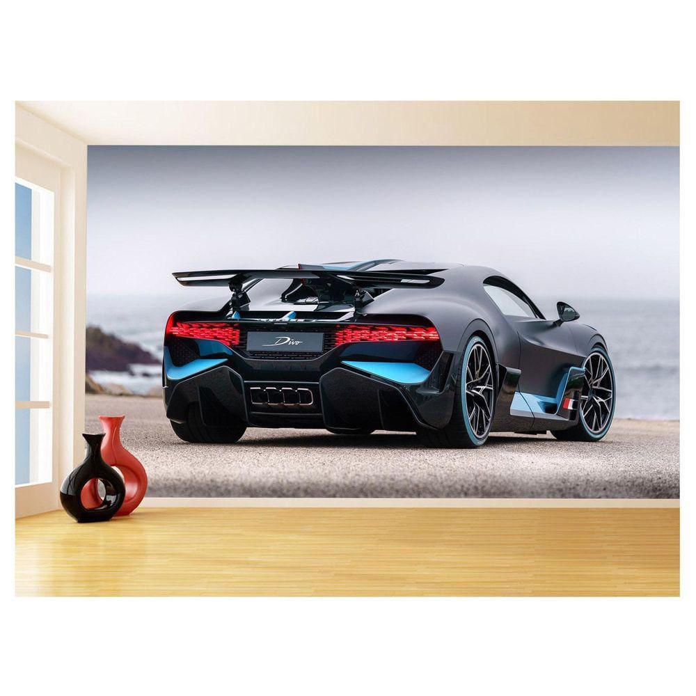 Papel De Parede 3D Carro Bugatti Divo Traseira 3,5M Car21