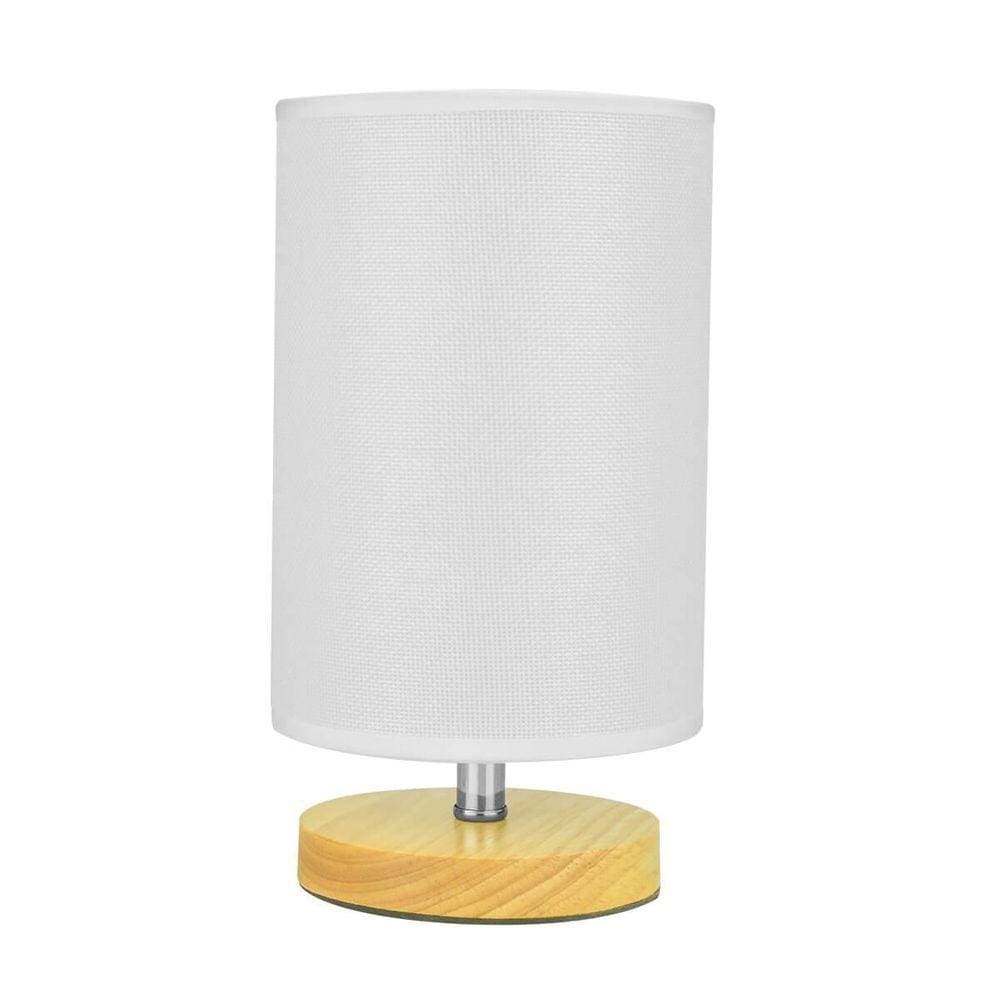 Abajur de Mesa Madeira Redondo Branco 25,5cm x 14cm 40W
