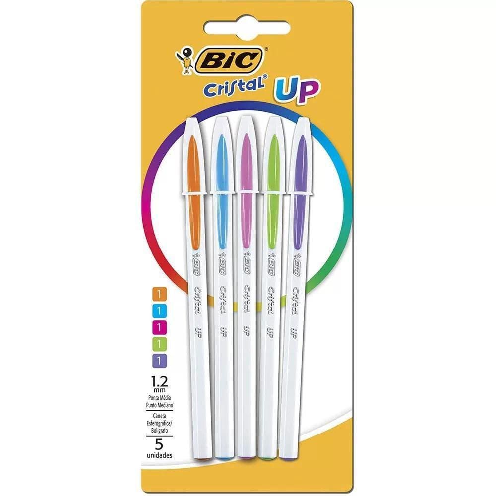 Caneta Esferográfica Bic Cristal Up Ponta Média 5 Cores