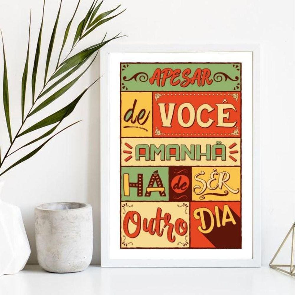 Quadro Apesar de Você 24x18cm - Madeira Branca