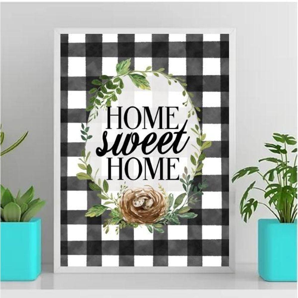 Quadro Home Sweet Home Xadrez 33X24Cm