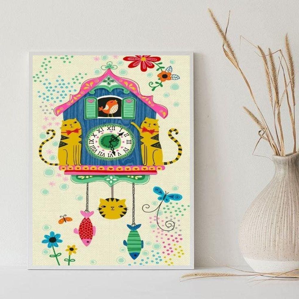Quadro Decorativo Infantil Relógio Cuco 45X34Cm