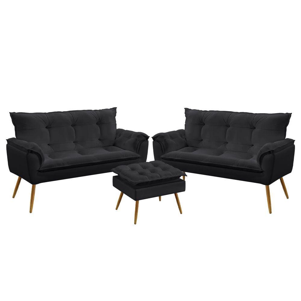 2 Namoradeiras Beta com Puff Lunar Veludo Aradecor