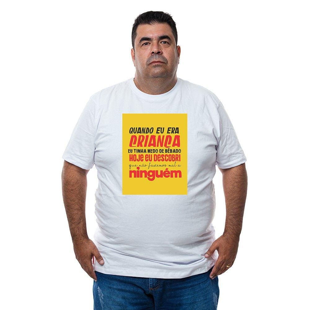 Camiseta Plus Size Masculina Algodao Frase Humorada Bebado Nao Faz Mal Com Abridor De Garrafa