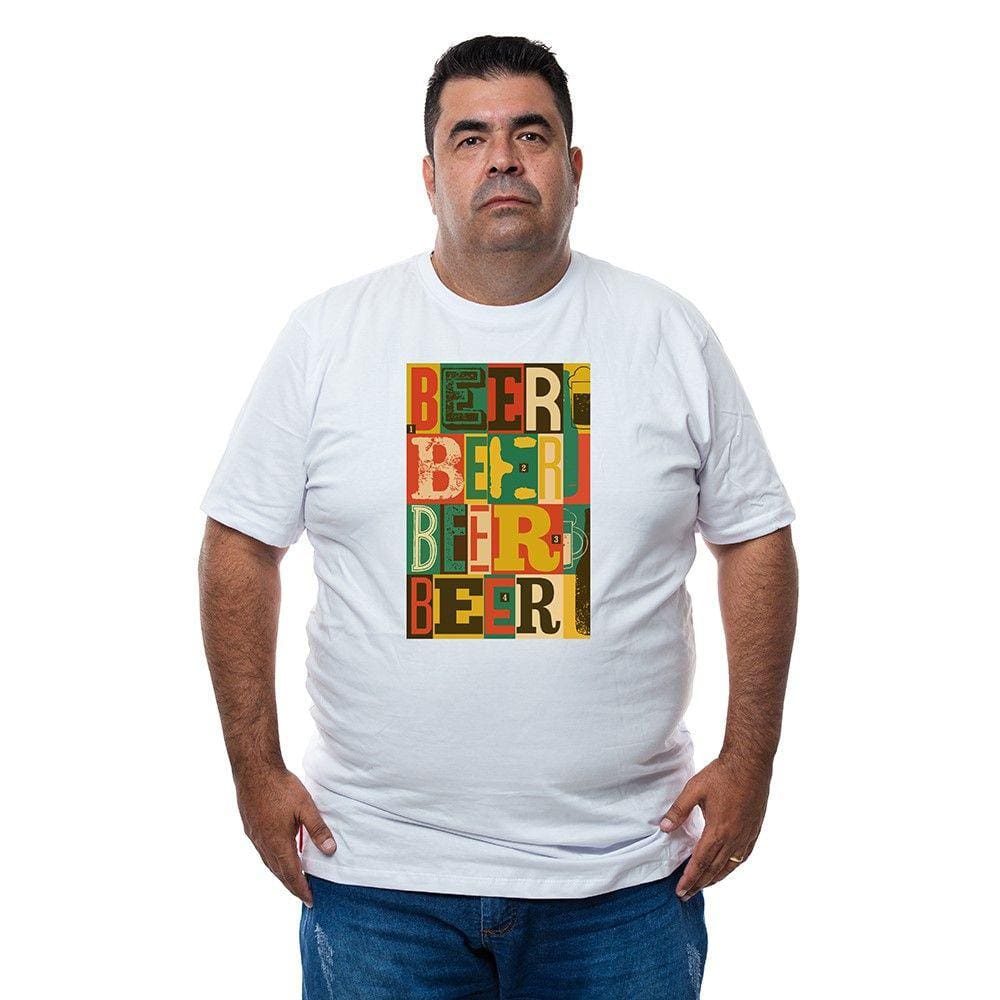 Camiseta Masculina Algodao Plus Size Estampa Beer Manga Curta Com Abridor De Garrafas Integrado
