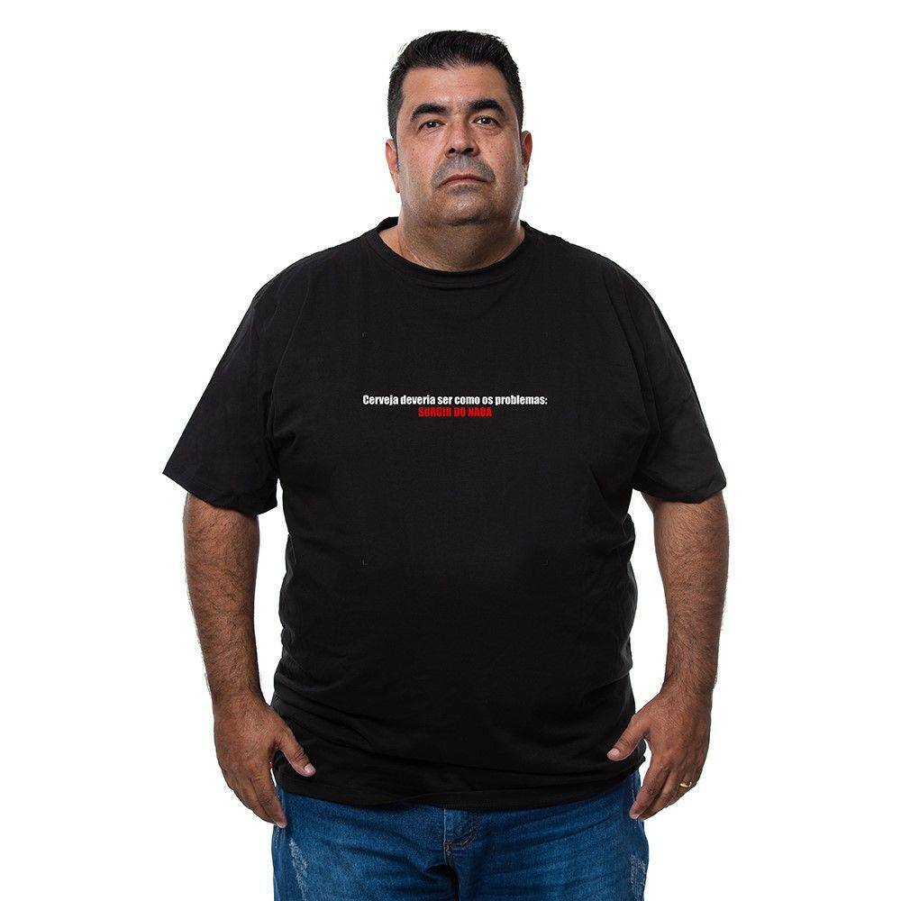 Camiseta Masculina Plus Size Algodao Estampada Verao Praia Abridor De Garrafa Integrado