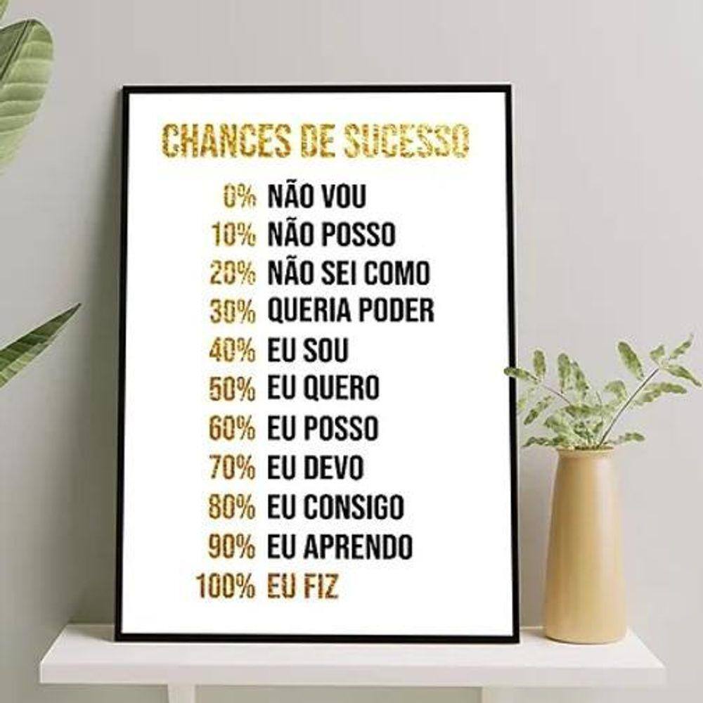 Quadro Motivacional Chances De Sucesso 33X24Cm