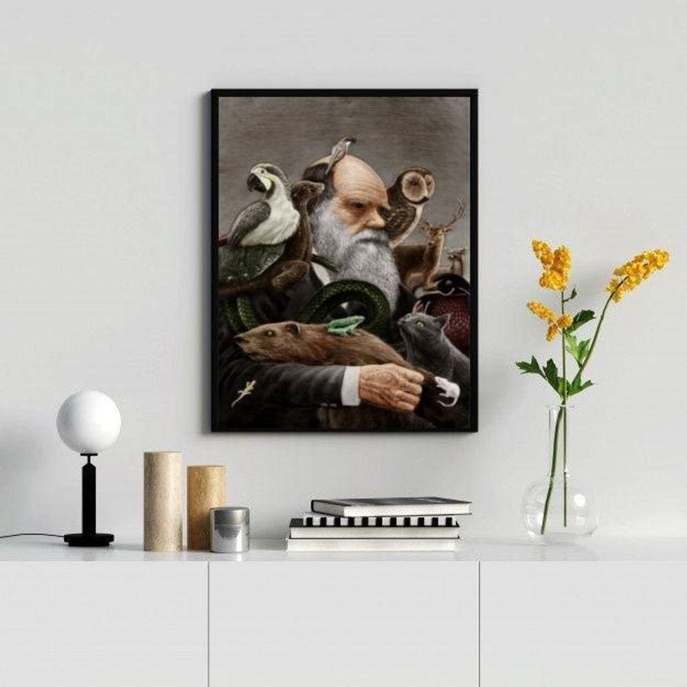 Quadro Decorativo Darwin 24x18cm - Madeira Branca