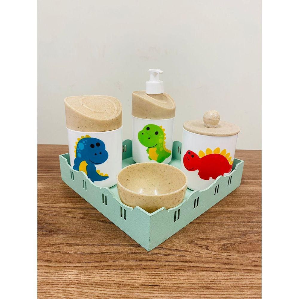 Kit Higiene Dino Baby Madeira C/Quadrada Verde