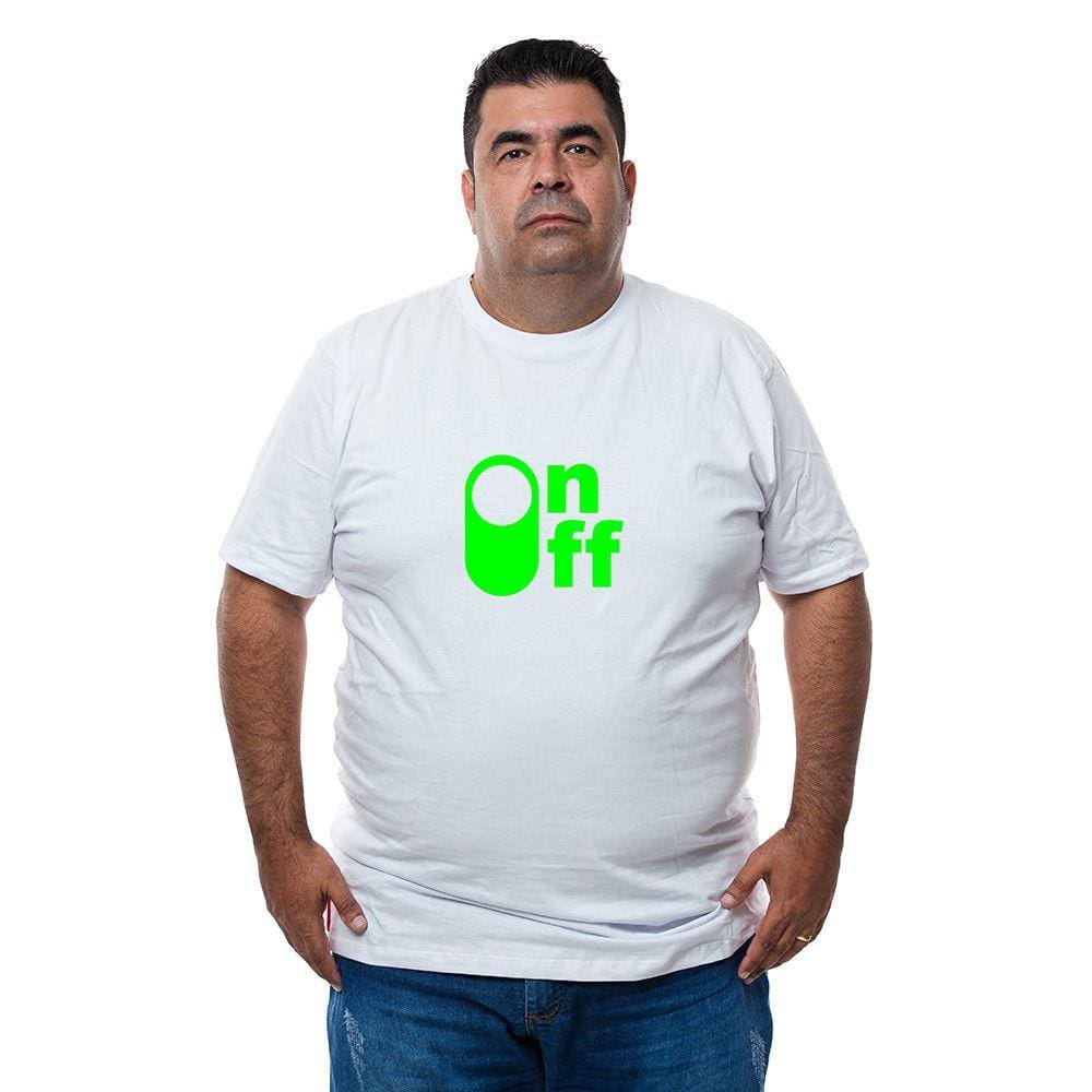 Camiseta Plus Size Masculina Manga Curta Algodao On Off Com Abridor De Garrafas Integrado