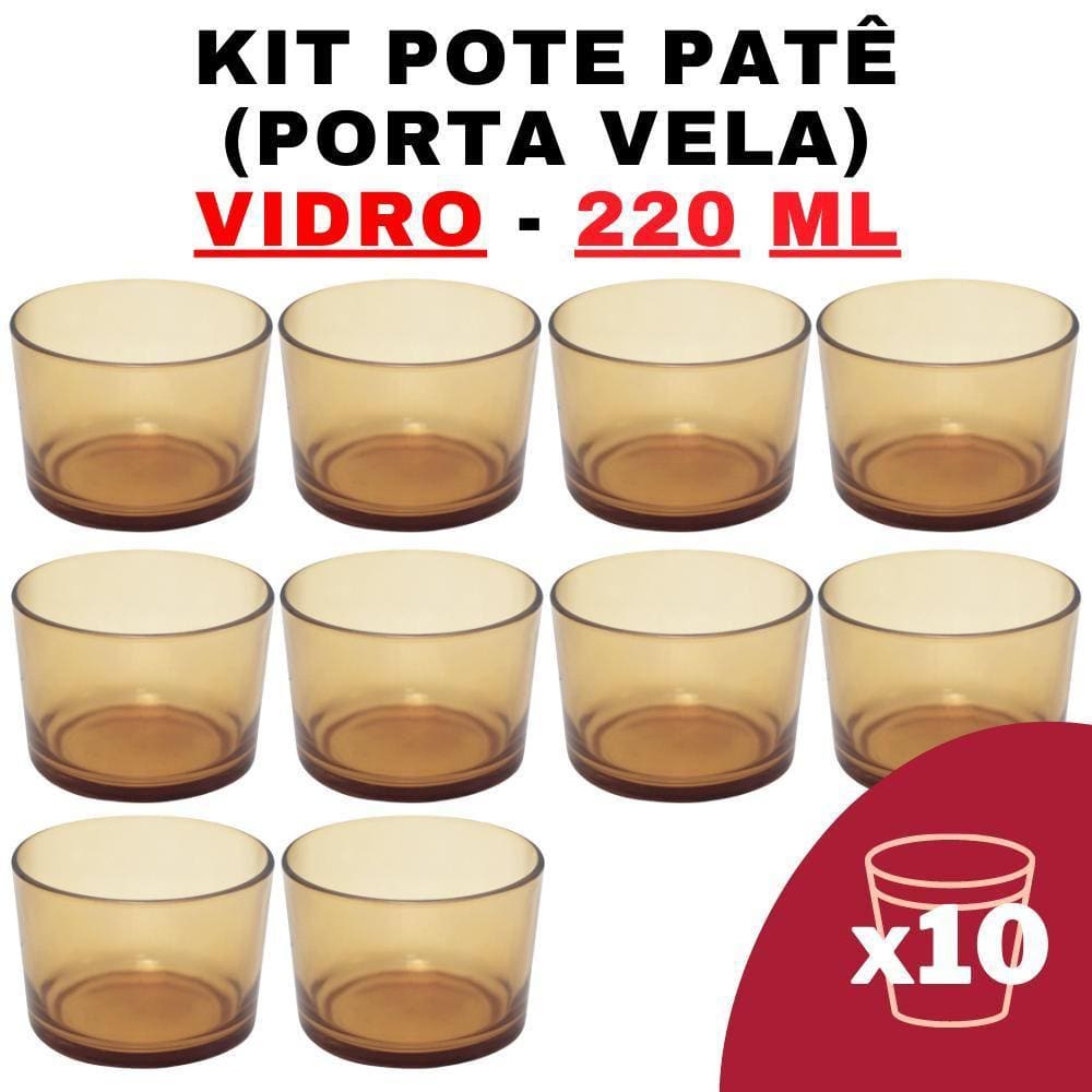 Kit Potes De Vidro Translúcido Patê Dourado S/ Tampa 220Ml