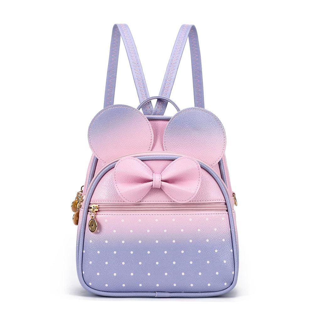 Mini mochila KL928 Bowknot Polka Dot em couro PU para meninas
