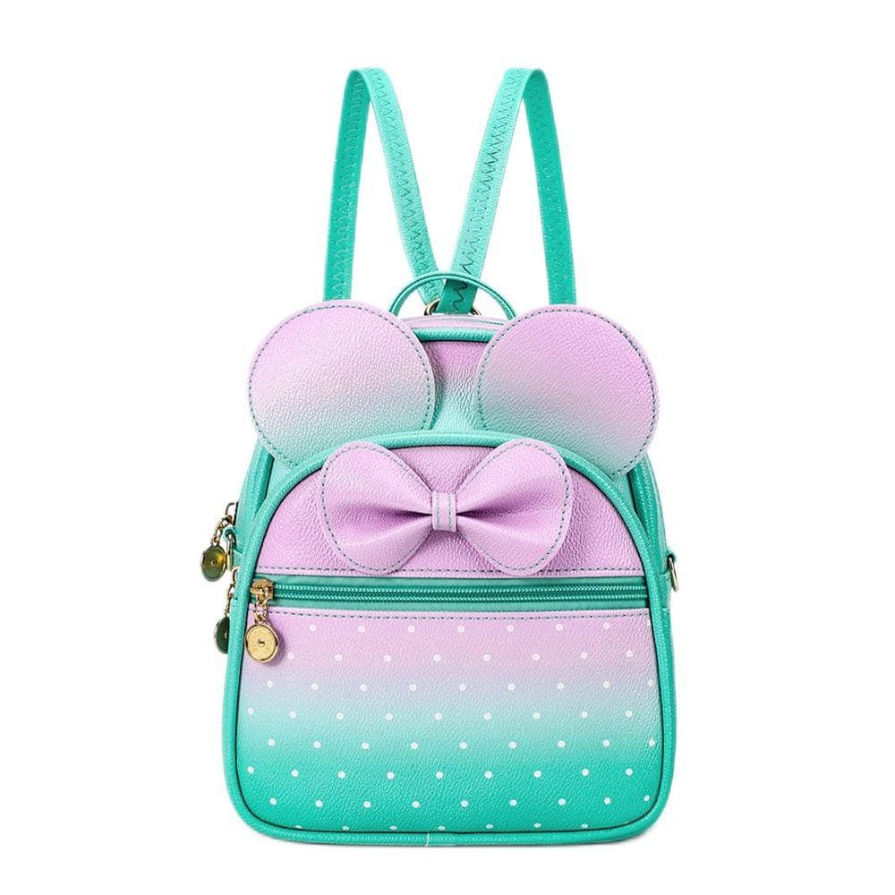 Mini mochila KL928 Bowknot Polka Dot em couro PU para meninas