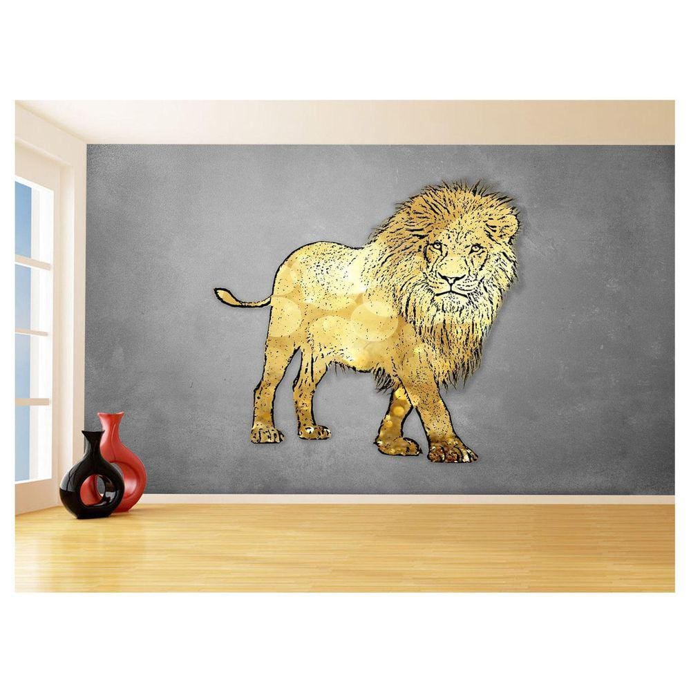 Papel De Parede Animais Pop Art Leão Rei Selva 3,5M Pxa50