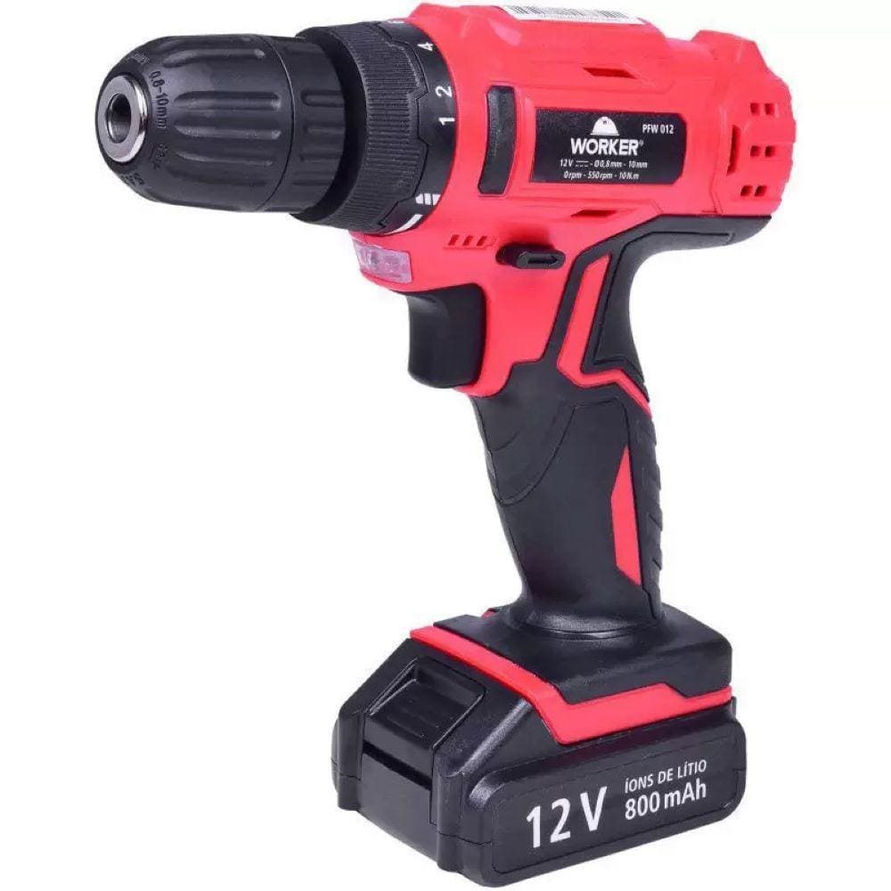 Parafusadeira 12V Worker Bateria Kit 13Pcs Biv