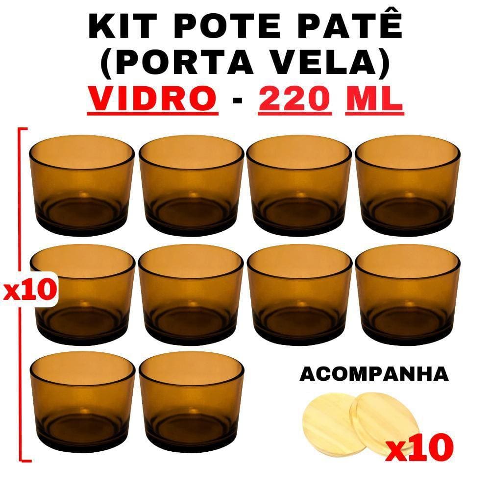 Kit Potes De Vidro Patê Ambar Translúcido C/Tampa 220Ml