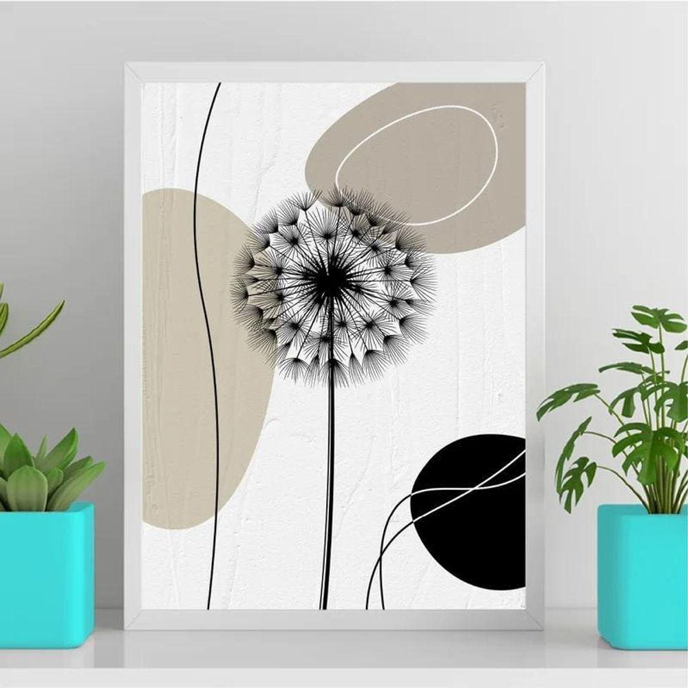 Quadro Dente De Leão - Abstrato 33X24Cm Branca