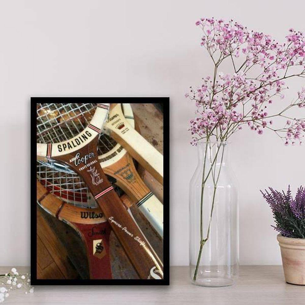 Quadro Fotografias Raquetes Tênis 24X18Cm Branca